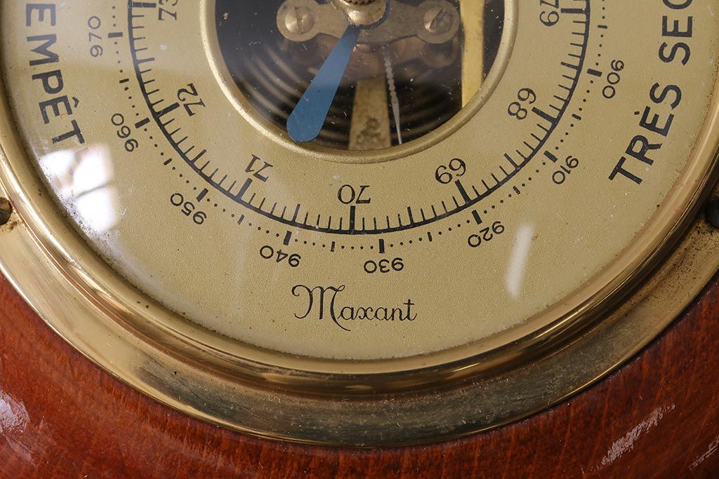 ヴィンテージ雑貨　木製　ビンテージスタイルにぴったりなフランス製の気圧計(バロメーター、ディスプレイ雑貨)(R-041426)