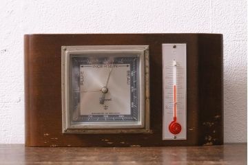 ヴィンテージ雑貨　木製　フランスビンテージの置き型バロメーター(気圧計、温度計、ディスプレイ雑貨)(R-041427)