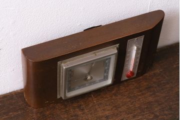 ヴィンテージ雑貨　木製　フランスビンテージの置き型バロメーター(気圧計、温度計、ディスプレイ雑貨)(R-041427)