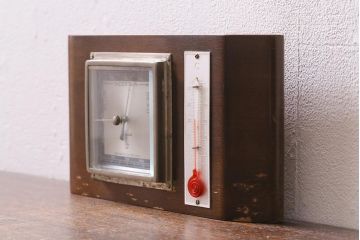 ヴィンテージ雑貨　木製　フランスビンテージの置き型バロメーター(気圧計、温度計、ディスプレイ雑貨)(R-041427)