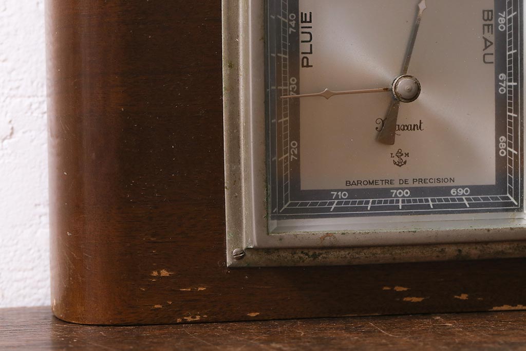 ヴィンテージ雑貨　木製　フランスビンテージの置き型バロメーター(気圧計、温度計、ディスプレイ雑貨)(R-041427)
