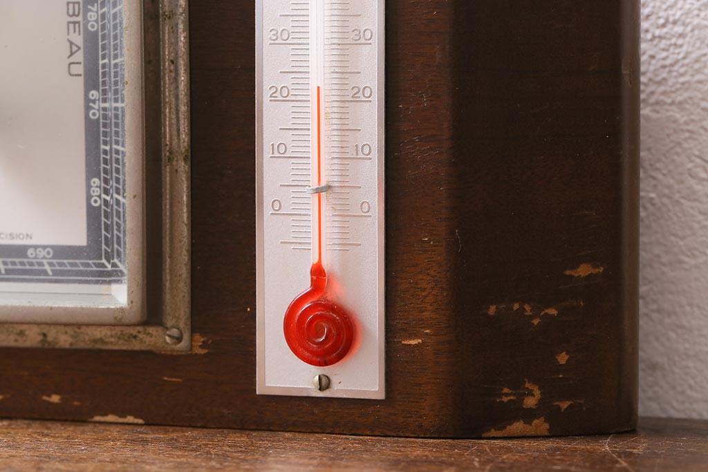 ヴィンテージ雑貨　木製　フランスビンテージの置き型バロメーター(気圧計、温度計、ディスプレイ雑貨)(R-041427)