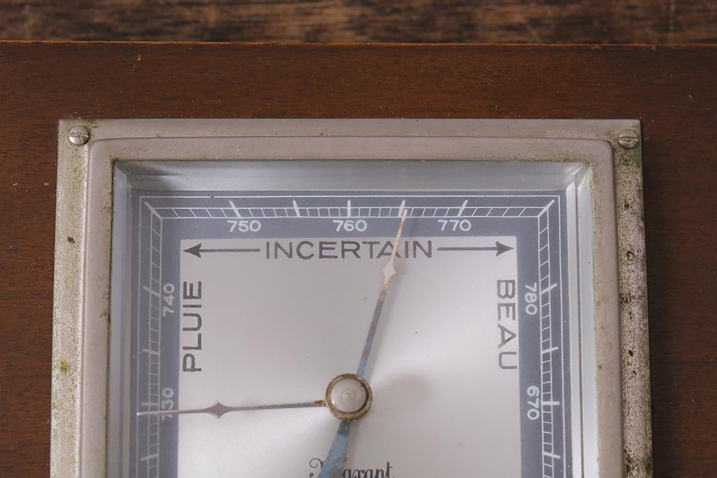 ヴィンテージ雑貨　木製　フランスビンテージの置き型バロメーター(気圧計、温度計、ディスプレイ雑貨)(R-041427)