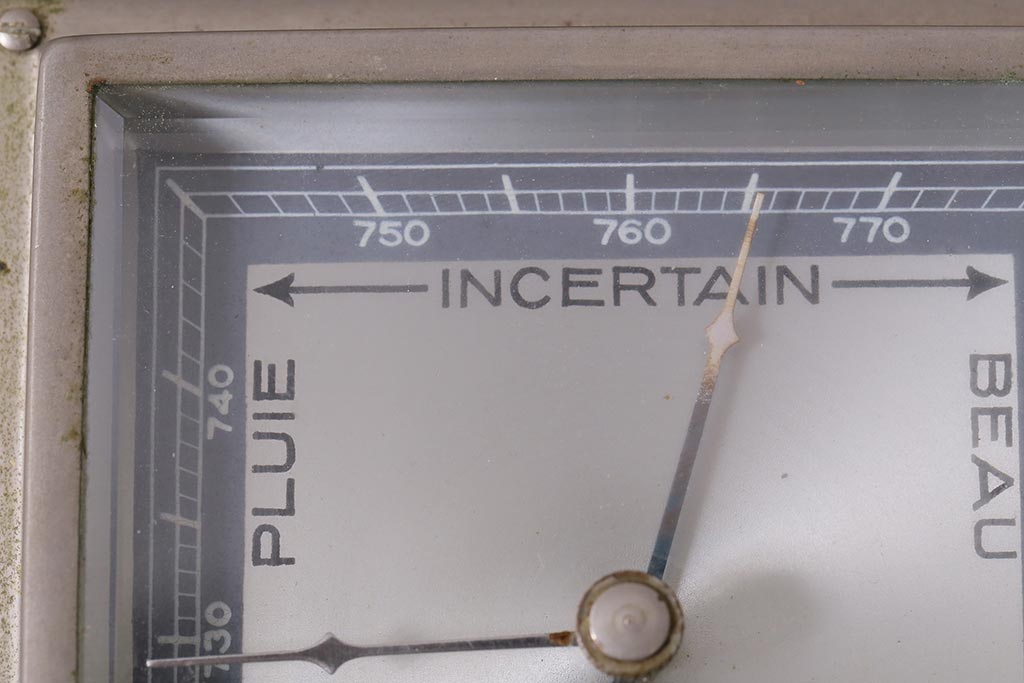 ヴィンテージ雑貨　木製　フランスビンテージの置き型バロメーター(気圧計、温度計、ディスプレイ雑貨)(R-041427)