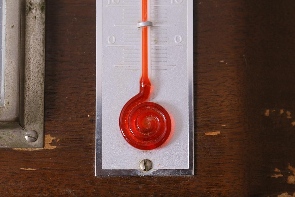 ヴィンテージ雑貨　木製　フランスビンテージの置き型バロメーター(気圧計、温度計、ディスプレイ雑貨)(R-041427)