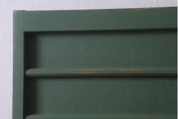 アンティーク建具　大正～昭和初期　ペイント　幅狭　グリーンカラーがおしゃれな舞良戸2枚セット　(R-041439)