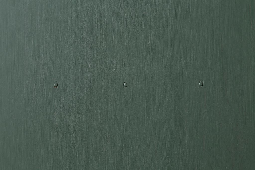 アンティーク建具　大正～昭和初期　ペイント　幅狭　グリーンカラーがおしゃれな舞良戸2枚セット　(R-041439)