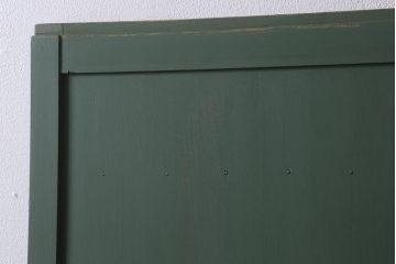 アンティーク建具　大正昭和初期　ペイント　幅狭　グリーンカラーがおしゃれな舞良戸2枚セット(引き戸、建具)(R-041439)