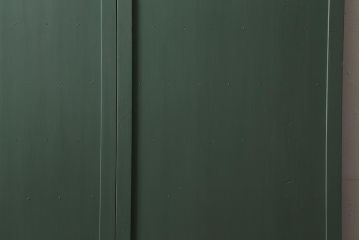 アンティーク建具　大正昭和初期　ペイント　幅狭　グリーンカラーがおしゃれな舞良戸2枚セット(引き戸、建具)(R-041439)