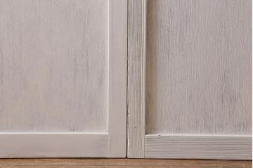 ビンテージ建具　ペイント　ブルーとグリーンの色ガラスが爽やかな印象のガラス戸4枚セット(引き戸、建具)(R-041440)