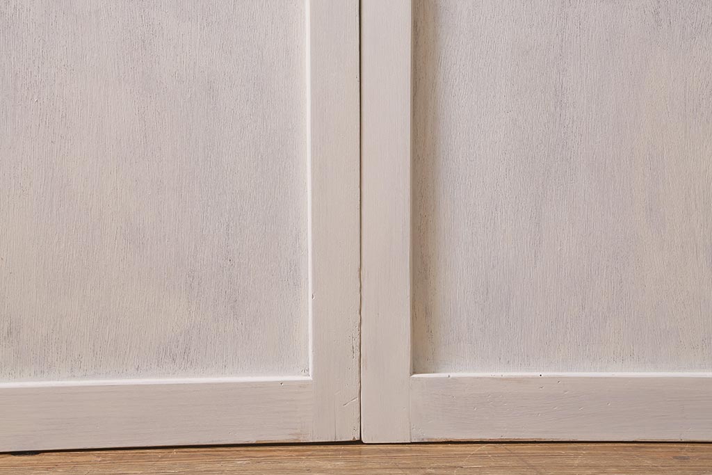 ビンテージ建具　ペイント　ブルーとグリーンの色ガラスが爽やかな印象のガラス戸4枚セット(引き戸、建具)(R-041440)