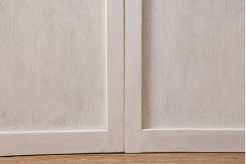 ビンテージ建具　ペイント　ブルーとグリーンの色ガラスが爽やかな印象のガラス戸4枚セット(引き戸、建具)(R-041440)