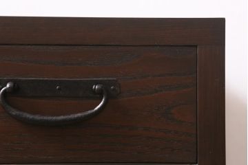 ラフジュ工房オリジナル　古金具リメイク　前板栗材　ヒノキ材　落ち着いた和の雰囲気漂う小引き出し(小物収納、サイドチェスト)(R-041445)