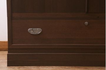 中古　伝統工芸品　隠し付き　繊細な意匠金具が目を引く加茂総桐箪笥のワードローブ(総桐たんす、洋服タンス、衣装タンス)(定価約120万円)(R-041446)