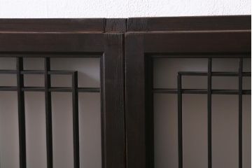 アンティーク建具　昭和初期　ダイヤガラス・すりガラス入り　凝ったデザインの組子がお洒落なガラス戸4枚セット(窓、書院戸、引き戸)(R-041447)