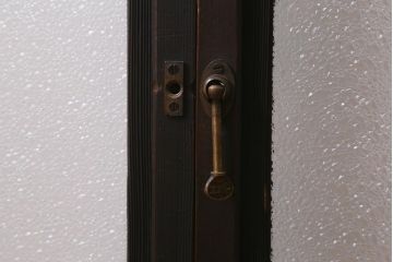 アンティーク建具　昭和初期　ダイヤガラス・すりガラス入り　凝ったデザインの組子がお洒落なガラス戸4枚セット(窓、書院戸、引き戸)(R-041447)