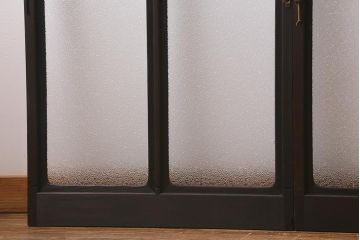 アンティーク建具　昭和初期　ダイヤガラス・すりガラス入り　凝ったデザインの組子がお洒落なガラス戸4枚セット(窓、書院戸、引き戸)(R-041447)