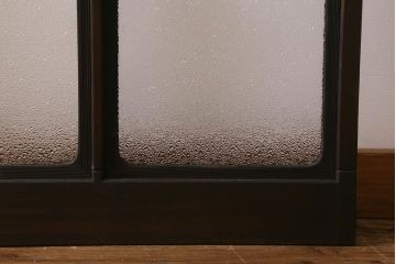 アンティーク建具　昭和初期　ダイヤガラス・すりガラス入り　凝ったデザインの組子がお洒落なガラス戸4枚セット(窓、書院戸、引き戸)(R-041447)