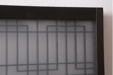 アンティーク建具　昭和初期　ダイヤガラス・すりガラス入り　凝ったデザインの組子がお洒落なガラス戸4枚セット(窓、書院戸、引き戸)(R-041447)