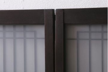 アンティーク建具　昭和初期　ダイヤガラス・すりガラス入り　凝ったデザインの組子がお洒落なガラス戸4枚セット(窓、書院戸、引き戸)(R-041447)
