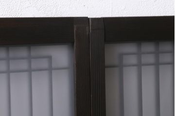 アンティーク建具　昭和初期　ダイヤガラス・すりガラス入り　凝ったデザインの組子がお洒落なガラス戸4枚セット(窓、書院戸、引き戸)(R-041447)