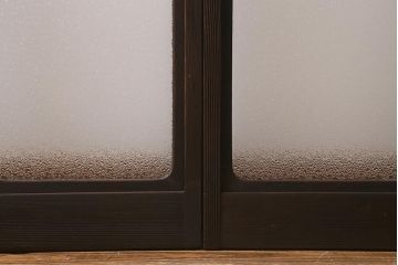 アンティーク建具　昭和初期　ダイヤガラス・すりガラス入り　凝ったデザインの組子がお洒落なガラス戸4枚セット(窓、書院戸、引き戸)(R-041447)