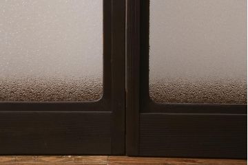 アンティーク建具　昭和初期　ダイヤガラス・すりガラス入り　凝ったデザインの組子がお洒落なガラス戸4枚セット(窓、書院戸、引き戸)(R-041447)