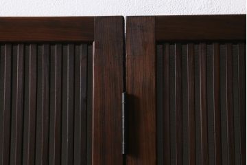 アンティーク建具　古建具リメイク　レトロガラス入り　格子戸をリメイクしたパーテーション(衝立、つい立て、仕切り)(R-041448)