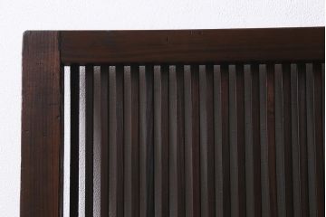 アンティーク建具　古建具リメイク　レトロガラス入り　格子戸をリメイクしたパーテーション(衝立、つい立て、仕切り)(R-041448)