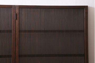 アンティーク建具　古建具リメイク　レトロガラス入り　格子戸をリメイクしたパーテーション(衝立、つい立て、仕切り)(R-041448)