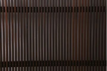 アンティーク建具　古建具リメイク　レトロガラス入り　格子戸をリメイクしたパーテーション(衝立、つい立て、仕切り)(R-041448)