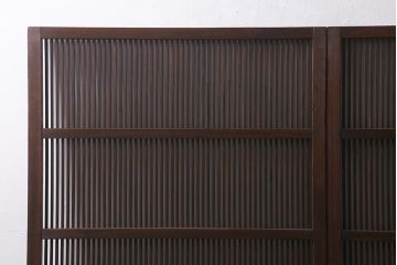 アンティーク建具　古建具リメイク　レトロガラス入り　格子戸をリメイクしたパーテーション(衝立、つい立て、仕切り)(R-041448)