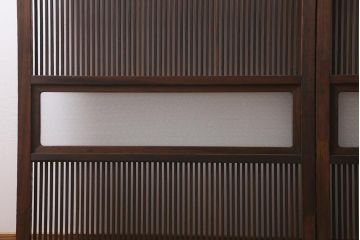 アンティーク建具　古建具リメイク　レトロガラス入り　格子戸をリメイクしたパーテーション(衝立、つい立て、仕切り)(R-041448)