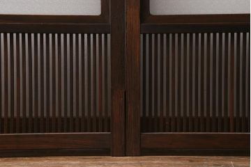 アンティーク建具　古建具リメイク　レトロガラス入り　格子戸をリメイクしたパーテーション(衝立、つい立て、仕切り)(R-041448)