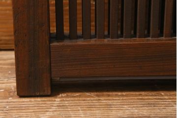 アンティーク建具　古建具リメイク　レトロガラス入り　格子戸をリメイクしたパーテーション(衝立、つい立て、仕切り)(R-041448)