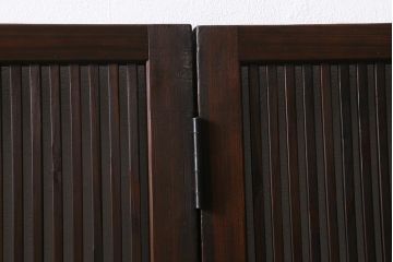 アンティーク建具　古建具リメイク　モールガラス入り　格子戸をリメイクしたパーテーション(衝立、つい立て、仕切り)(R-041449)