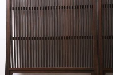 アンティーク建具　古建具リメイク　モールガラス入り　格子戸をリメイクしたパーテーション(衝立、つい立て、仕切り)(R-041449)