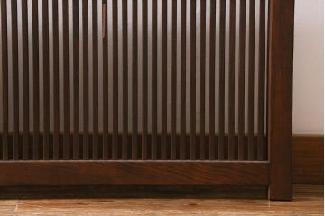 アンティーク建具　古建具リメイク　モールガラス入り　格子戸をリメイクしたパーテーション(衝立、つい立て、仕切り)(R-041449)