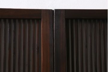 アンティーク建具　古建具リメイク　モールガラス入り　格子戸をリメイクしたパーテーション(衝立、つい立て、仕切り)(R-041449)