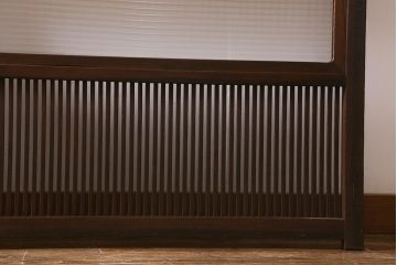 アンティーク建具　古建具リメイク　モールガラス入り　格子戸をリメイクしたパーテーション(衝立、つい立て、仕切り)(R-041449)