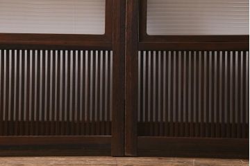 アンティーク建具　古建具リメイク　モールガラス入り　格子戸をリメイクしたパーテーション(衝立、つい立て、仕切り)(R-041449)