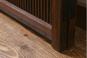 アンティーク建具　古建具リメイク　モールガラス入り　格子戸をリメイクしたパーテーション(衝立、つい立て、仕切り)(R-041449)