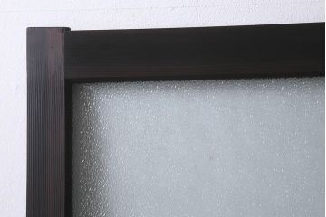 アンティーク建具　昭和初期　腰板ケヤキ材　ダイヤガラス入り　上手物!落ち着いた色合いのレトロなガラス戸2枚セット(引き戸)(R-041450)