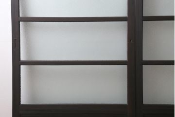 アンティーク建具　昭和初期　腰板ケヤキ材　ダイヤガラス入り　上手物!落ち着いた色合いのレトロなガラス戸2枚セット(引き戸)(R-041450)