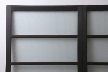 アンティーク建具　昭和初期　腰板ケヤキ材　ダイヤガラス入り　上手物!落ち着いた色合いのレトロなガラス戸2枚セット(引き戸)(R-041450)