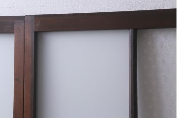 アンティーク建具　昭和初期　すりガラス・当店オリジナルガラス入り　麻の葉模様がお洒落なアクセントのガラス戸4枚セット(引き戸)(R-041451)