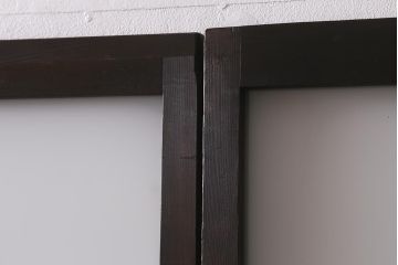 アンティーク建具　昭和初期　すりガラス・当店オリジナルガラス入り　麻の葉模様がお洒落なアクセントのガラス戸4枚セット(引き戸)(R-041451)