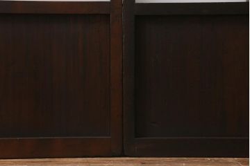 アンティーク建具　昭和初期　すりガラス・当店オリジナルガラス入り　麻の葉模様がお洒落なアクセントのガラス戸4枚セット(引き戸)(R-041451)