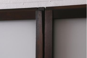 アンティーク建具　昭和初期　すりガラス・当店オリジナルガラス入り　麻の葉模様がお洒落なアクセントのガラス戸4枚セット(引き戸)(R-041451)