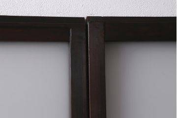 アンティーク建具　昭和初期　すりガラス・当店オリジナルガラス入り　麻の葉模様がお洒落なアクセントのガラス戸4枚セット(引き戸)(R-041451)